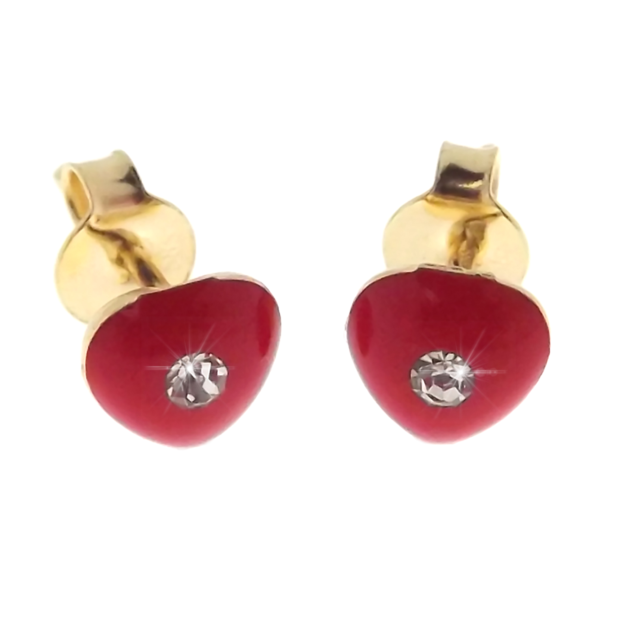 Orecchini A Bottoncino In Oro 9kt Giallo E Bianco A Forma Di Cuore Con Perlina - Gioiello Elegante Con Chiusura A Farfalla - 2