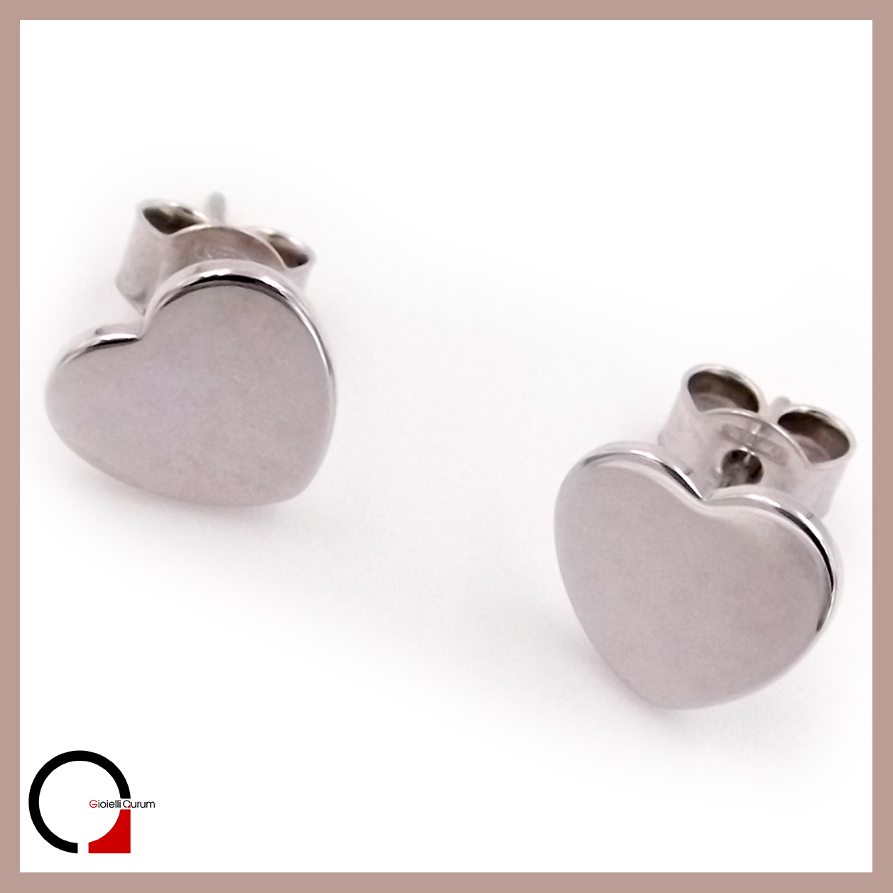 Orecchini in argento 925 a forma di CUORE da donna o ragazza rodiato oro bianco