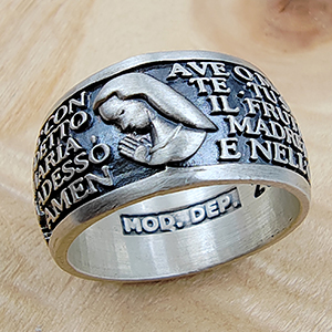 Gioielli Aurum Bague Alliance Argent 925‰ - Chapelet Croix Religieuse Unisexe