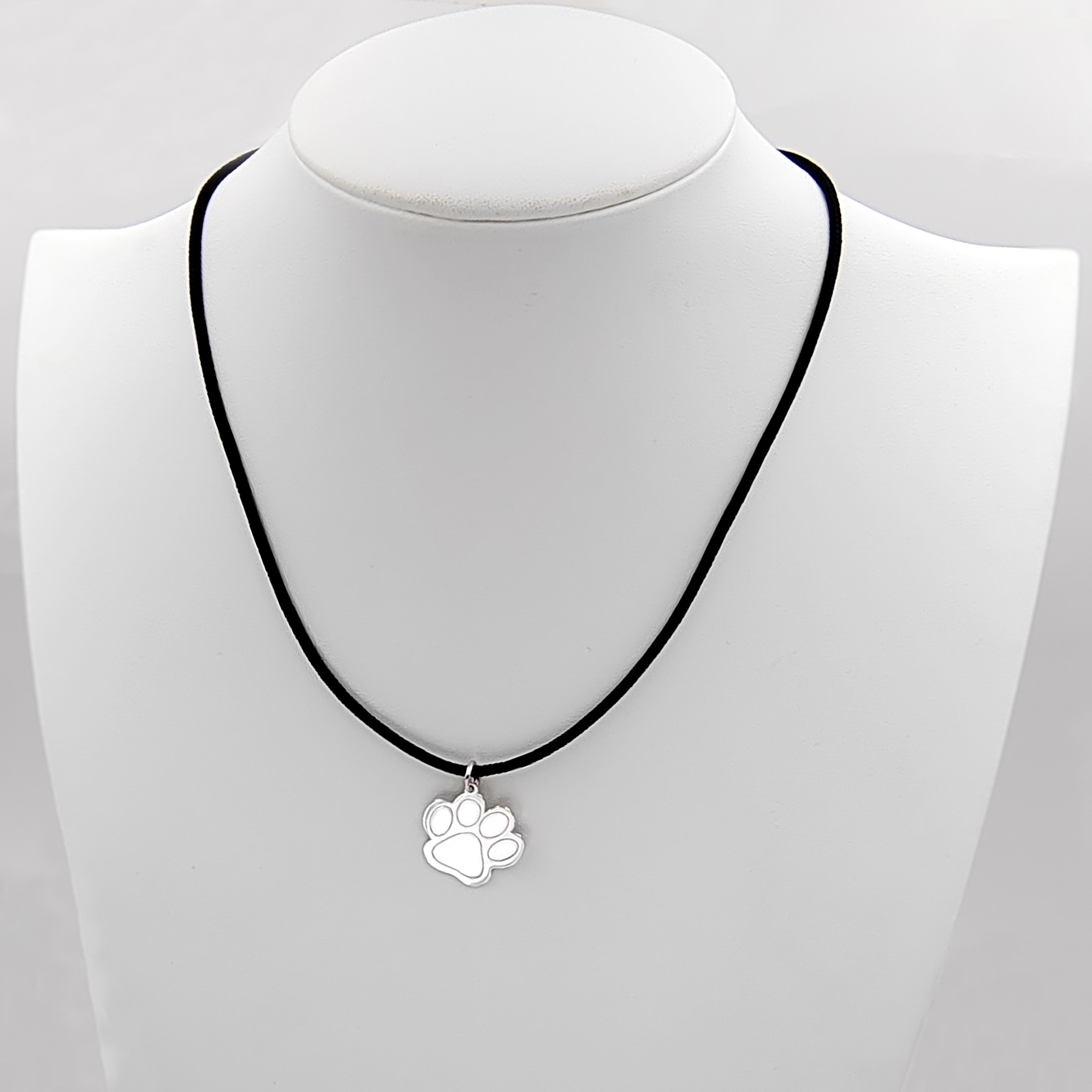 Collana Con Ciondolo Zampa Di Cane In Argento 925 - Personalizzabile Con Nome, Lunghezza 50 Cm